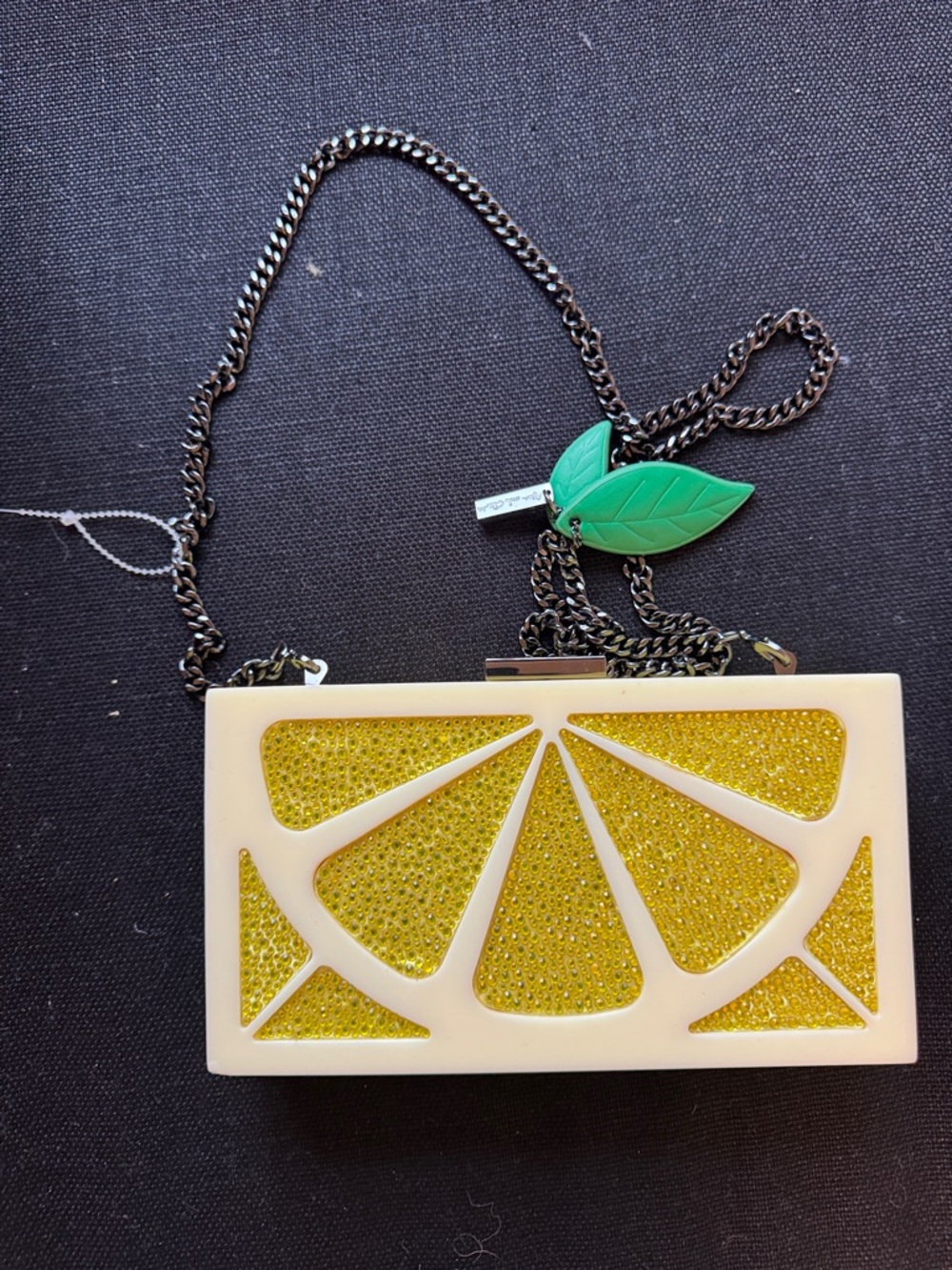 Lemon Slice Glitter Acrylic Crossbody Clutch - Yellow